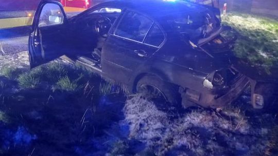 Auto zjechało z drogi i uderzyło w drzewo