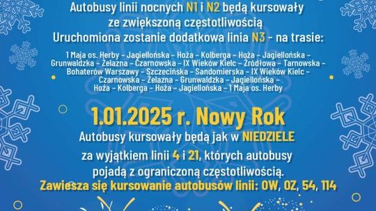 Autobusy w Sylwestra i Nowy Rok