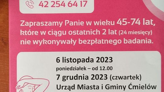Bezpłatna mammografia dla mieszkanek gminy Ćmielów