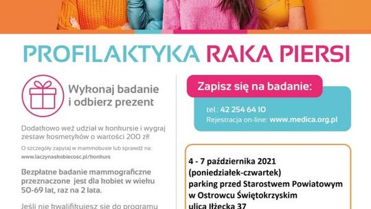 Bezpłatna mammografia dla mieszkanek powiatu ostrowieckiego