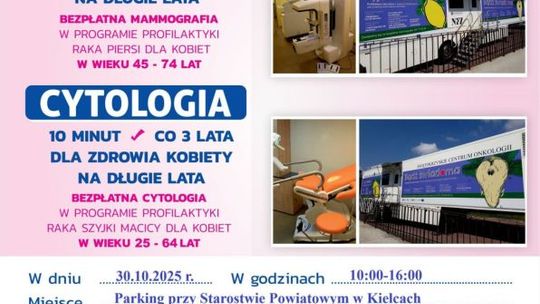 Bezpłatna mammografia i cytologia już w najbliższy wtorek 