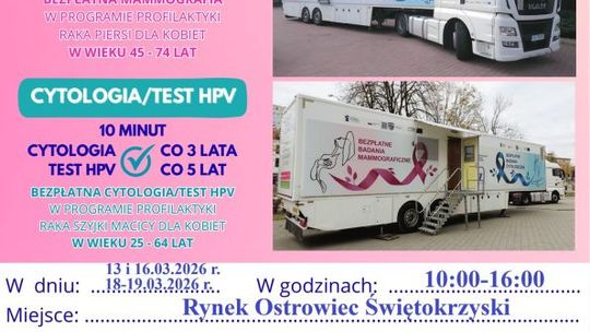 Bezpłatne badania dla mieszkanek Ostrowca Świętokrzyskiego. Cytomammobus stanie na Rynku