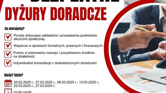 Bezpłatne dyżury doradcze. Można skorzystać z pomocy ekspertów