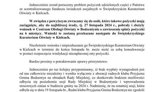 Burmistrz Bodzentyna szuka ratunku dla nauczycieli w gminie