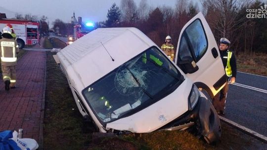 Bus wpadł do rowu, dwie osoby ranne