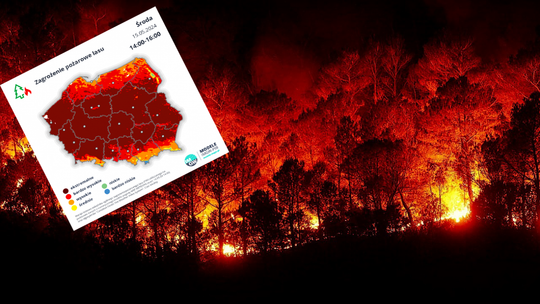 Całe świętokrzyskie na bordowo. Ekstremalne zagrożenie pożarowe