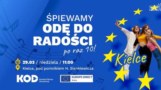 Kielce dla Europy: po raz 10. wspólne śpiewanie „Ody do radości” pod pomnikiem Sienkiewicza