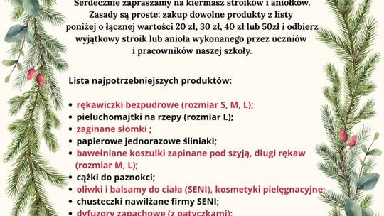 Kiermasz Świąteczny w Szkole przy ul. Paderewskiego – Pomagamy Hospicjum!