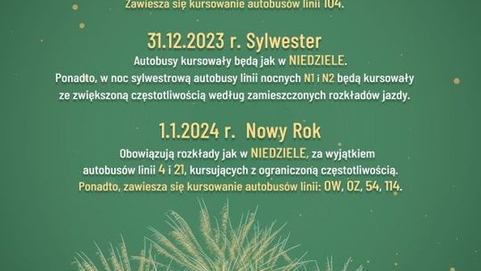 Komunikacja miejska w okresie noworocznym