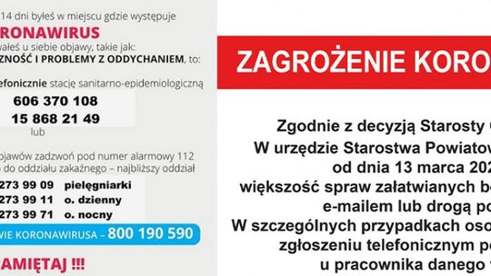Koronawirus. Zarządzenie starosty opatowskiego
