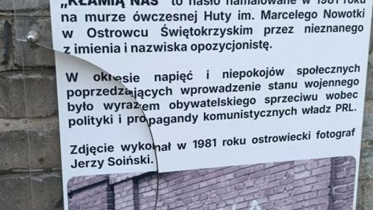 Ktoś zniszczył fragment fragment ostrowieckiego muralu na Traugutta