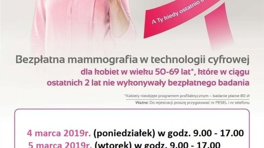 Mammobus przy starostwie - będą bezpłatne badania