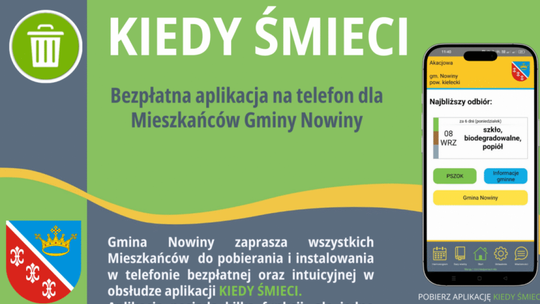 Mieszkańcy Nowin z tą aplikacją nie zapomną o wywozie śmieci