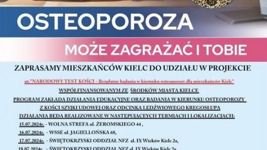 Narodowy Test Kości - bezpłatne badania na osteoporozę