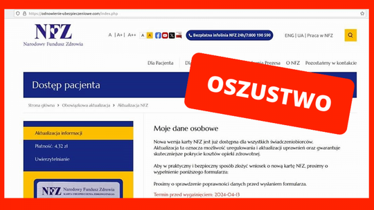 NFZ ostrzega przed fałszywymi linkami i informacjami  