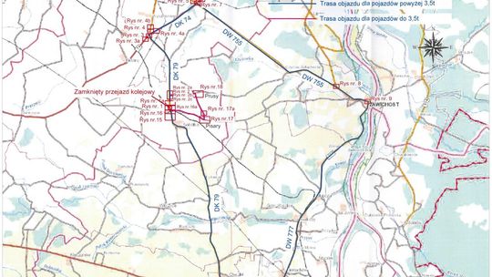 Objazdy w rejonie Ożarowa 