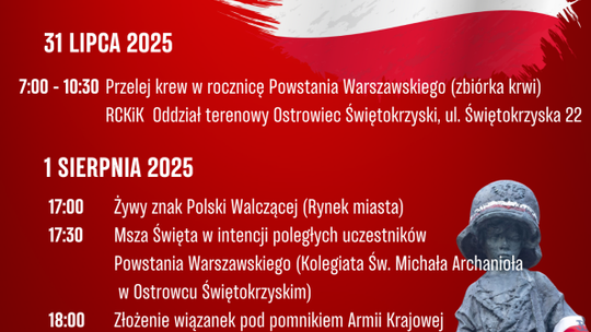 Ostrowiec upamiętni rocznicę wybuchu Powstania Warszawskiego 