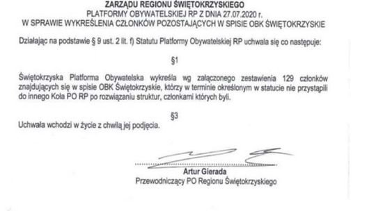 Ostrowiecka PO kurczy się – 129 osób utraciło status członka partii