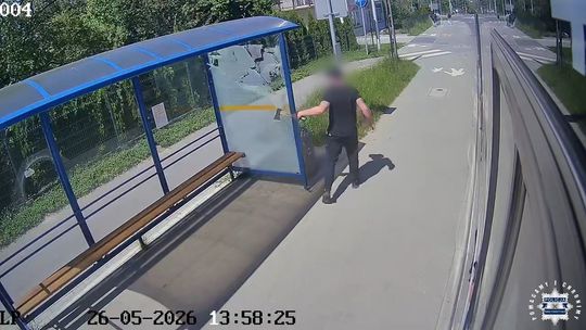 Pijany wandal zniszczył wiatę przystankową