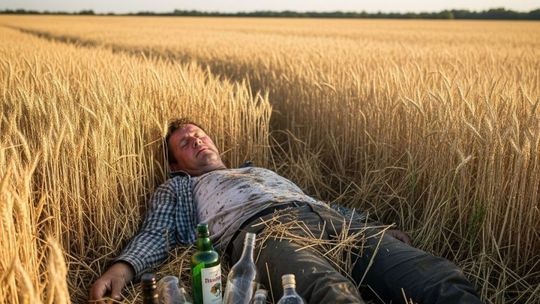 Pijany wjechał w bramę i schował się w zbożu 