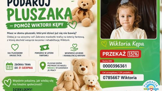 Podaruj pluszaka – pomóż Wiktorii Kępie