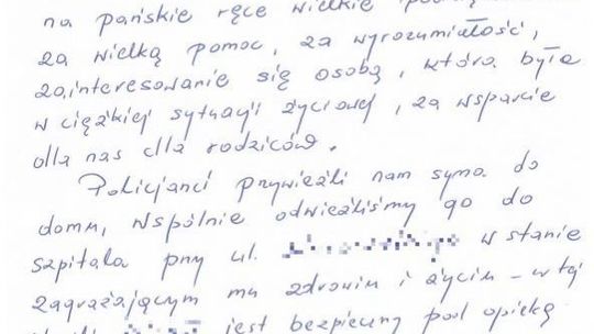 Podziękowania od mamy chorego mężczyzny za jego odnalezienie