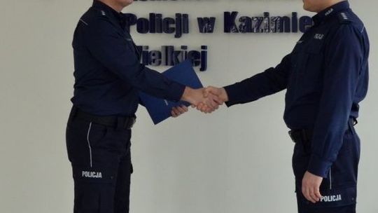 Powitanie nowego zastępcy komendanta kazimierskiej policji.