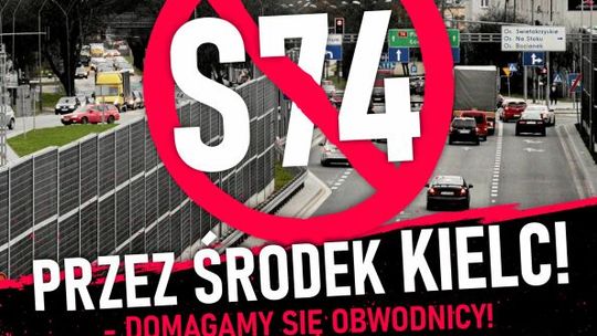 Protest mieszkańców przeciwko budowie drogi ekspresowej S74 przez środek Kielc