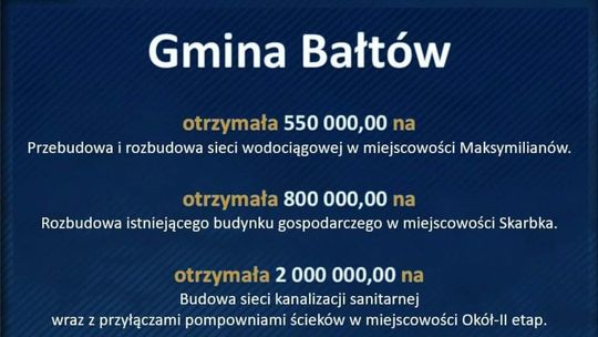 Rządowe miliony popłynęły do gminy Bałtów
