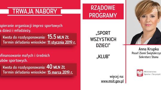 Są rządowe pieniądze na sport