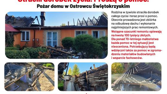Seniorom z Ostrowca spłonął dom. Pomóc może każdy