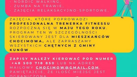 Spacery i zumba w dworskim parku w Chocimowie 