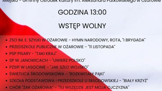 Śpiewem mieszkańcy Ożarowa uczczą Święto Niepodległości 