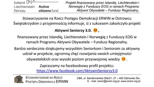 Stowarzyszenie ERWIN wspiera seniorów
