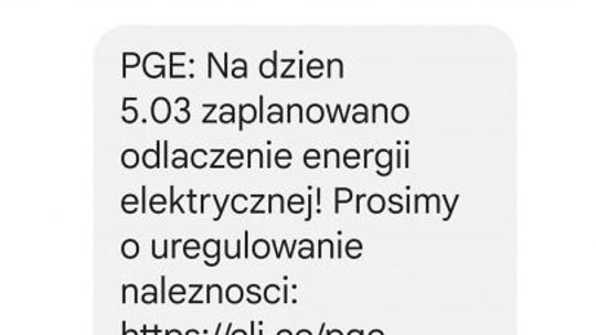 Uwaga na fałszywe SMS-y od PGE! 