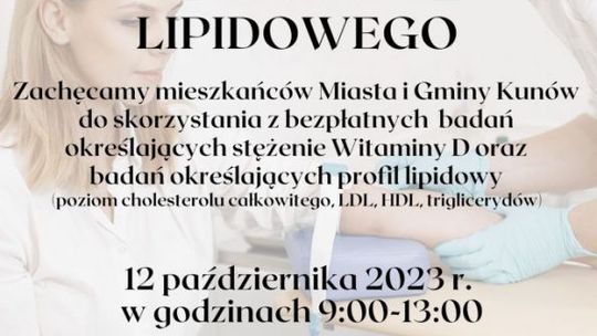 W Kunowie bezpłatne badania profilu lipidowego 