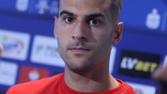 Xavier Dziekoński i Władimir Nikołow po meczu z Wisłą