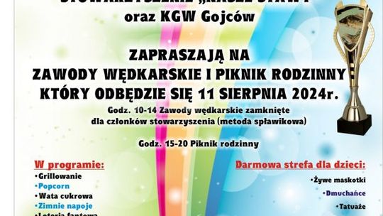 Zawody wędkarskie i atrakcje dla rodzin w czasie pikniku w Gojcowie 