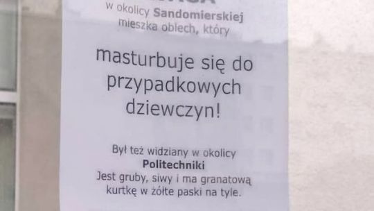 Zboczeniec obnaża się i masturbuje do przypadkowych kobiet? Przerażające ogłoszenie na kieleckim osiedlu KSM