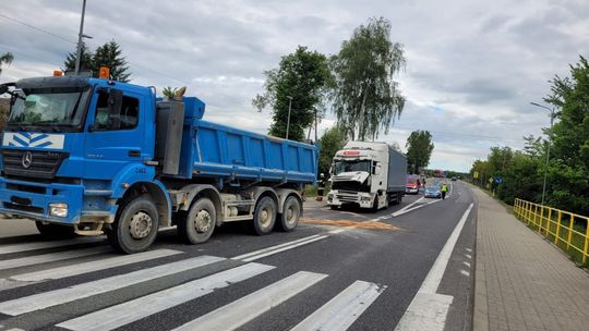 Zderzenie samochodów ciężarowych w Śladkowie Małym 