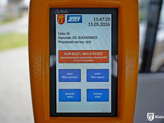 Nowe kasowniki EMV w autobusach elektrycznych w Kielcach Nowe kasowniki EMV w autobusach elektrycznych w Kielcach