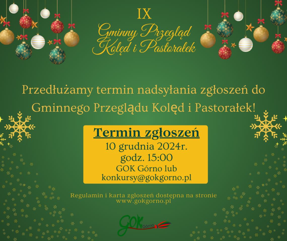 9. Gminny Przegląd Kolęd i Pastorałek w Górnie pod patronatem Radia Rekord. Przedłużamy termin zgłoszeń! 9. Gminny Przegląd Kolęd i Pastorałek w Górnie pod patronatem Radia Rekord. Przedłużamy termin zgłoszeń!