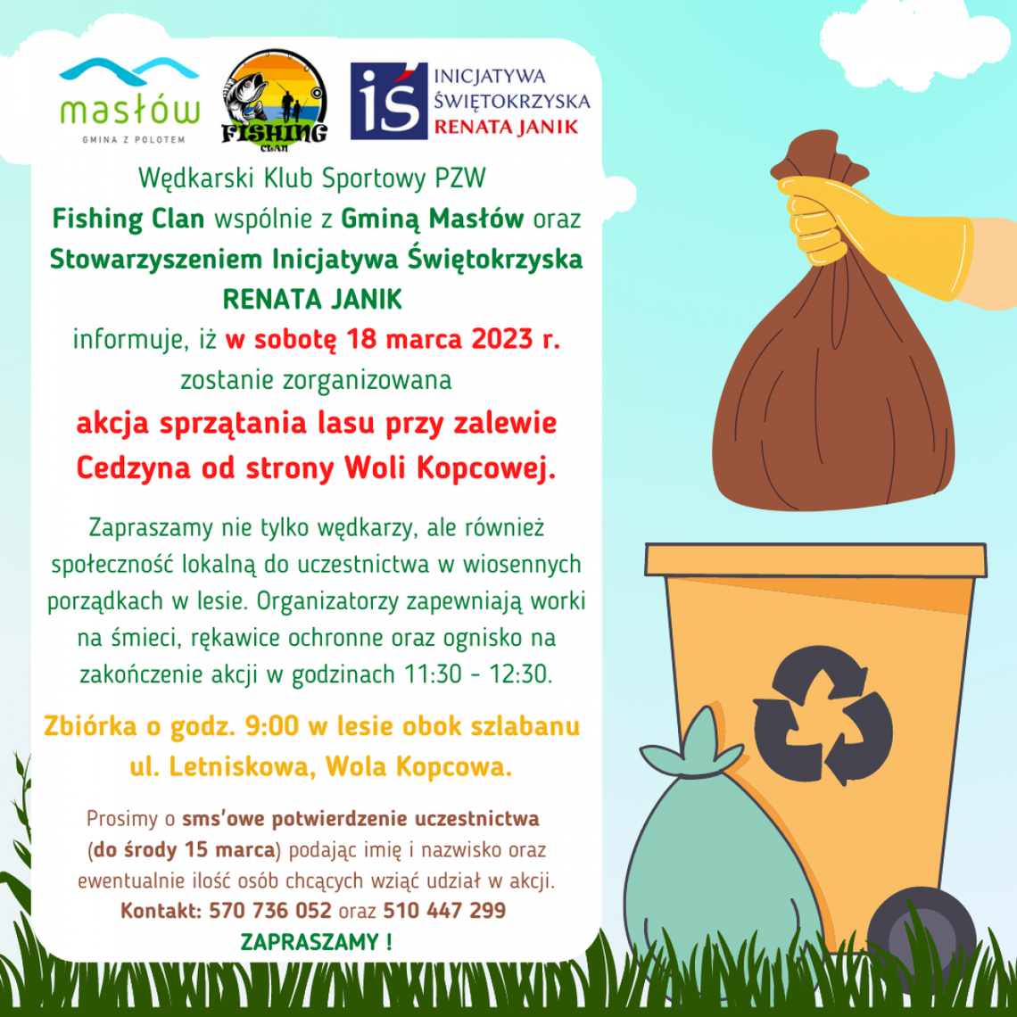 Akcja sprzątania Lasu Wolskiego przy zalewie Cedzyna Akcja sprzątania Lasu Wolskiego przy zalewie Cedzyna