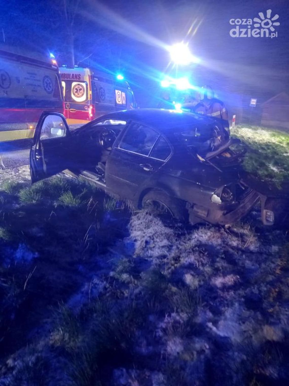 Auto zjechało z drogi i uderzyło w drzewo