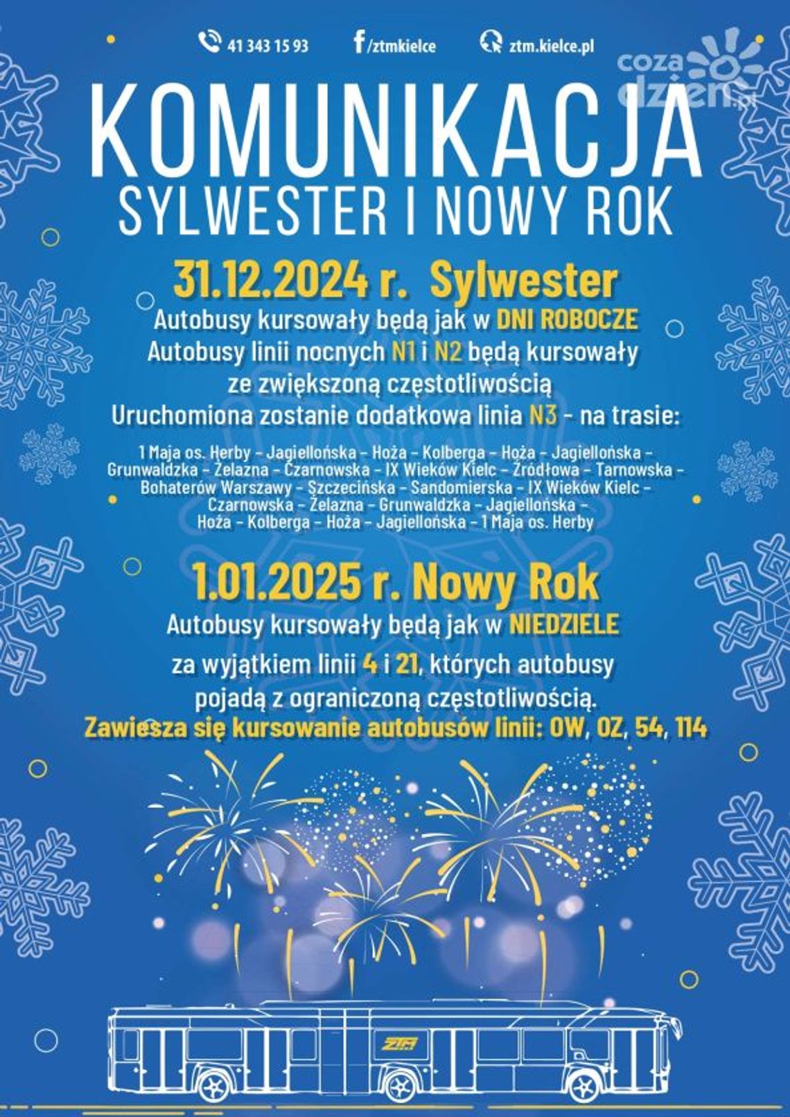 Autobusy w Sylwestra i Nowy Rok Autobusy w Sylwestra i Nowy Rok