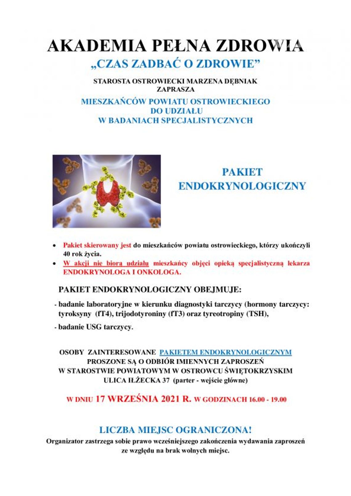 Badania endokrynologiczne dla mieszkańców Badania endokrynologiczne dla mieszkańców