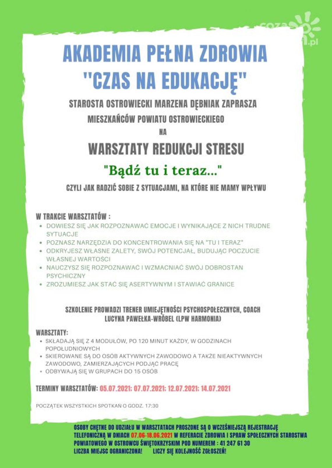 "Bądź tu i teraz", czyli warsztaty redukcji stresu "Bądź tu i teraz", czyli warsztaty redukcji stresu