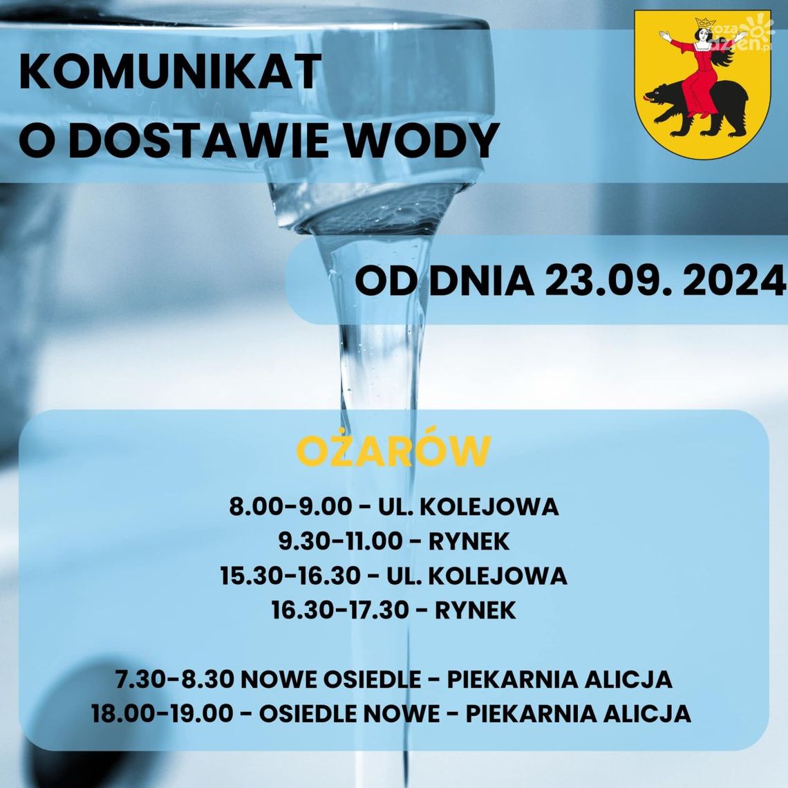 Beczkowozy z wodą pitną w gminie Ożarów Beczkowozy z wodą pitną w gminie Ożarów