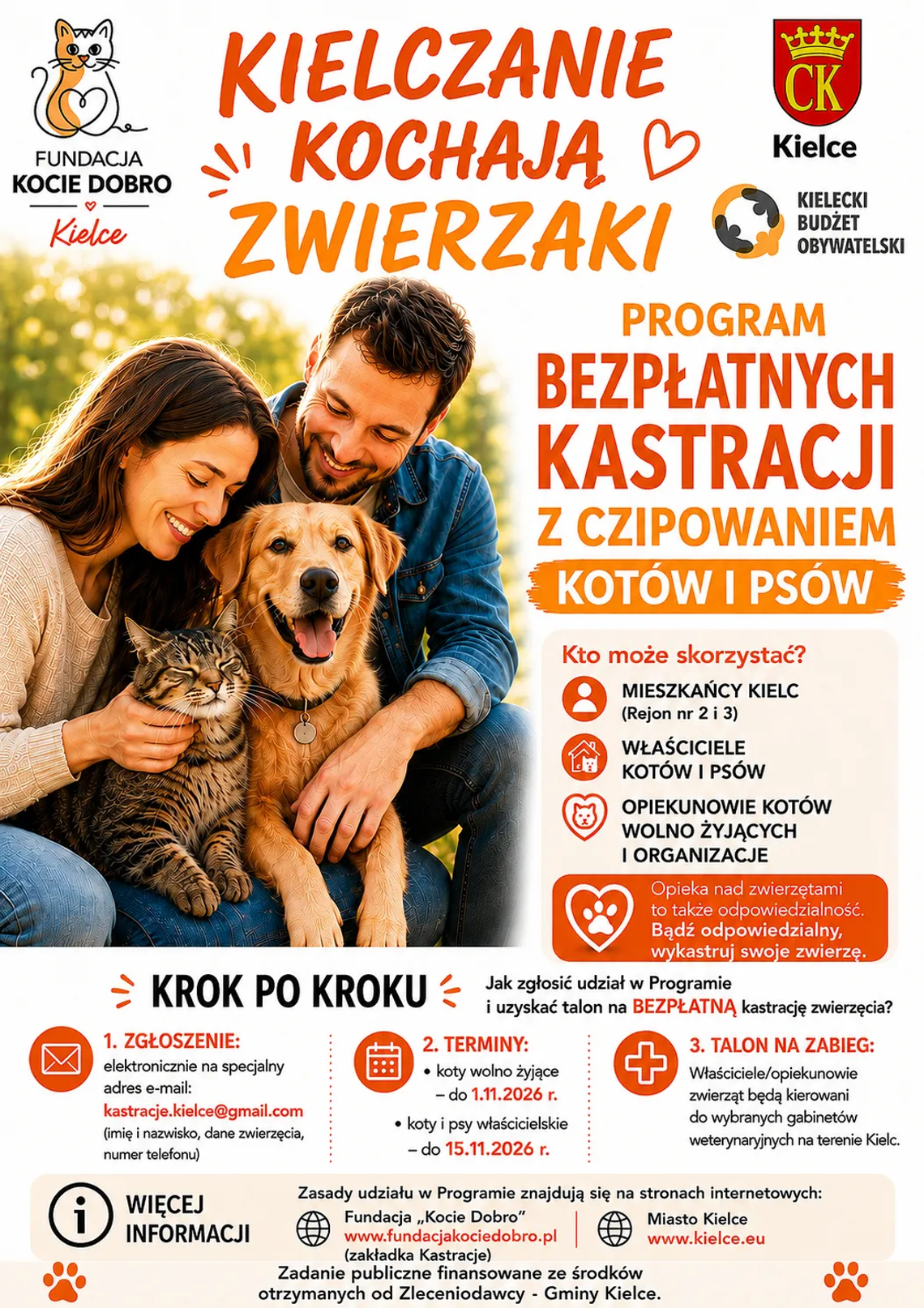 Bezpłatna kastracja i czipowanie zwierząt w Kielcach