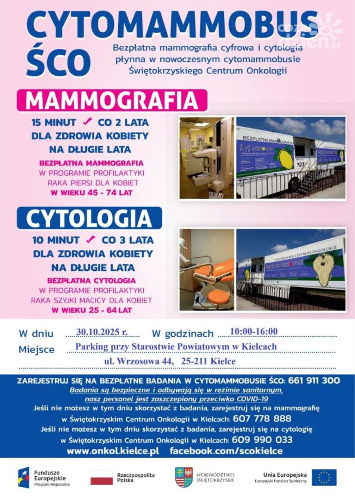 Bezpłatna mammografia i cytologia już w najbliższy wtorek Bezpłatna mammografia i cytologia już w najbliższy wtorek